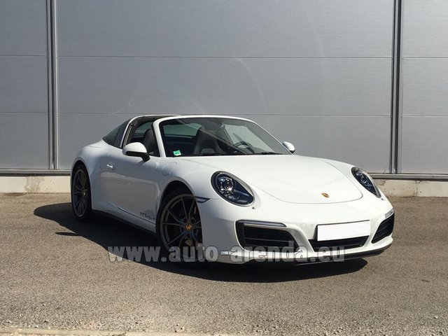 Rental Porsche 911 Targa 4S White in French Riviera Cote d'Azur